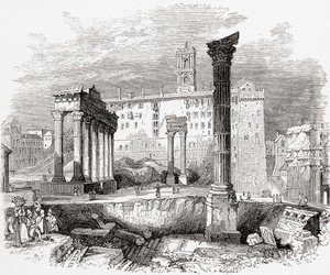 In het Forum, kijkend naar het Capitool, Rome, Italië in de late 19e eeuw. Uit Italiaanse afbeeldingen door Rev. Samuel Manning, gepubliceerd ca. 1890.