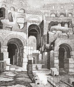 Interieur van het Colosseum, Rome, Italië sinds de opgravingen van 1874. Uit Italiaanse Afbeeldingen door Rev. Samuel Manning, gepubliceerd ca. 1890. door Reverend Samuel Manning
