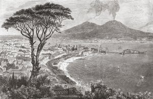 Napels en de Vesuvius, Italië in de late 19e eeuw. Uit Italiaanse Prenten door Rev. Samuel Manning, gepubliceerd c.1890. door Reverend Samuel Manning