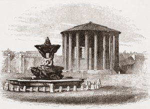 Tempel van Vesta, Forum Romanum, Rome, Italië in de late 19e eeuw. Uit Italiaanse afbeeldingen door Rev. Samuel Manning, gepubliceerd ca. 1890. door Reverend Samuel Manning