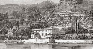 Het eiland Palmaria, tegenover La Spezzia, Italië in de late 19e eeuw. Uit Italiaanse foto