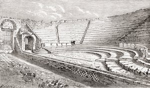 Het kleine theater, Pompeii, Napels, Italië uit Italiaanse afbeeldingen door Rev. Samuel Manning, gepubliceerd ca. 1890 door Reverend Samuel Manning