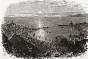Uitzicht op Genua, Noord-Italië in de late 19e eeuw. Uit Italiaanse Afbeeldingen door Rev. Samuel Manning, gepubliceerd ca. 1890. door Reverend Samuel Manning