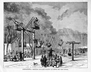 Volksvreugde tijdens het Grote Bairam-festival in Alexandrië, Egypte, 1876