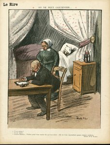 Illustratie door Ricardo Flores (1878-1918) in Le Lire, 08/02/13 - Men kan niet tevreden stellen - Medisch, Interieurarchitectuur door Ricardo Flores