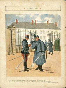 Illustratie van Ricardo Flores (1878-1918) in Le Lire, 23/04/10 - Uitleg - Leger, Kazerne door Ricardo Flores