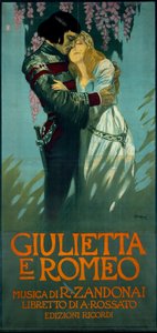 Poster voor de opera Romeo en Julia door Riccardo Zandonai door Riccardo Zandonai