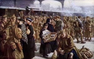 Victoria Station, WO1, vertrek naar Frankrijk door Richard (after) Jack