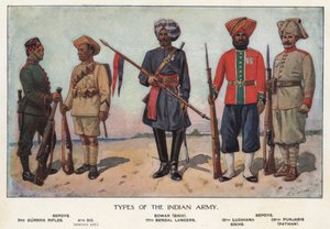 Soldaten van het Indiase leger (kleur litho) door Richard (after) Simkin