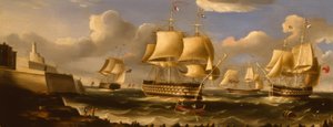 H.M.S. Queen in Valetta / Schilderij van R.B. Spencer, 1848