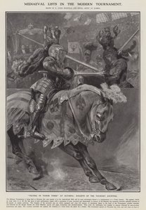Middeleeuwse lijsten in het moderne toernooi (litho) door Richard Caton II (after) Woodville