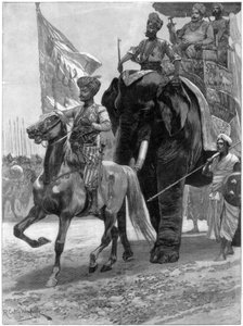 Aankomst van de Nawab Siraj Ud Daulah voor Clives positie, India, 1757, 1893