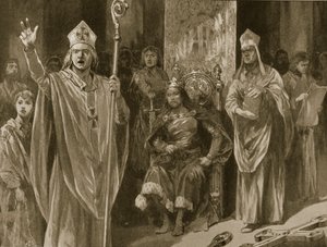 De Redevoering van Hubert Walter, Aartsbisschop van Canterbury, bij de Kroning van Jan, Hemelvaartsdag, 27 mei 1199, uit 