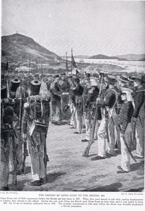 De overdracht van Hong Kong aan de Britten, 1841, illustratie uit 