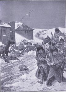 De eindeloze mars oostwaarts: Een vertrouwd gezicht onderweg, illustratie uit Cassells History of the Russo-Japanese War Vol 1, ca. 1900 door Richard Caton Woodville