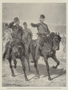 Brigadegeneraal Sir Herbert Kitchener, Sirdar van het Egyptische leger, commandant van de troepen die oprukken naar Dongola door Richard Caton Woodville junior