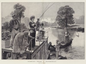 Vissen vanaf een Woonboot door Richard Caton Woodville junior