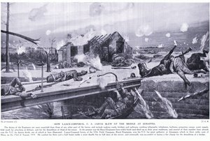 Hoe Lance Corporal C A Jarvis een brug opblies bij Jemappes in de buurt van Mons en het VC won, augustus 1914