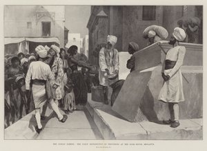 De Indiase Hongersnood, de Dagelijkse Distributie van Voedsel in het Armenhuis, Sholapur