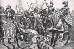De laatste stand van Jan II van Frankrijk bij de Slag bij Poitiers, illustratie uit 