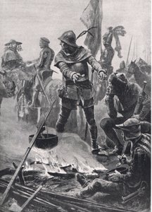 De Prins van Wales neemt afscheid van Kardinaal de Talleyrand-Perigord op de ochtend van de Slag bij Poitiers, 19 september 1356, illustratie uit Britse Slagen op Land en Zee, gepubliceerd door Casse door Richard Caton Woodville junior