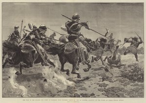 De oorlog in Soedan, het gevecht bij Hasheen, nabij Souakim, 20 maart, de 5e Lancers aanvallend op de flank van Osman Digna