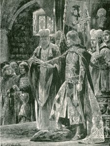 De investituur van Willem II met de ring, zondag 26 september 1087 door Richard Caton Woodville junior