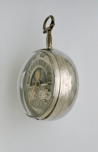 Zijaanzicht van een paar-behuizde verge klok, ca. 1685 door Richard Colston