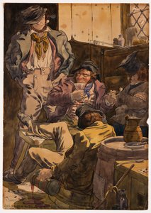 Schets ter illustratie van de Passies - Dronkenschap, 1854 door Richard Dadd