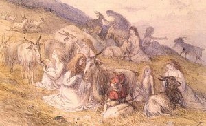 Meisjes kammen baarden van geiten door Richard Doyle