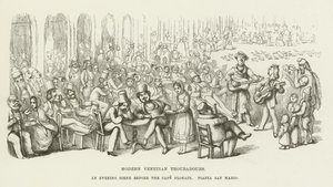Moderne Venetiaanse troubadours, een avondscène voor het Café Florain, Piazza San Marco door Richard Doyle