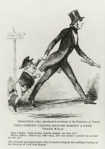 Papa Cobden neemt Meester Robert mee voor een vrijhandelwandeling, 1845 door Richard Doyle