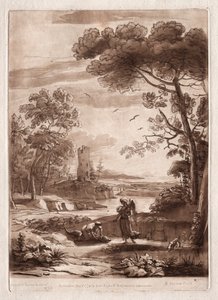 Liber Veritatis: Nr. 50, Een Rivierscène met Tobias en de Engel door Richard Earlom