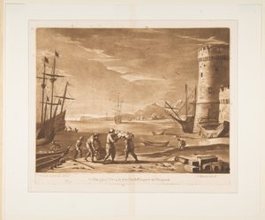 Haven met zeelieden die goederen laden door Richard Earlom