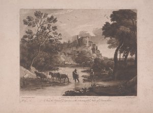Uitzicht op Tivoli bij Zonsondergang, gepubliceerd 1775 door Richard Earlom