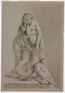 Huilende Allegorische Vrouwelijke Figuur met Putto door Richard Earlom
