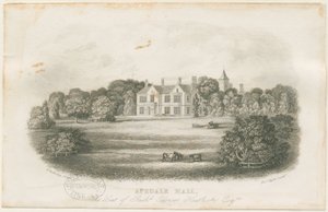 Apedale Hall Huis en Park: staalgravure, eind 18e eeuw