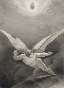 Satan springt over de muren van de Hemel, uit een Franse editie van 