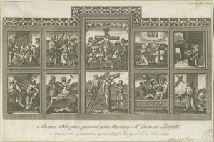 Lichfield - Oud Altaarstuk: gravure, nd [ca. 1785] door Richard Greene