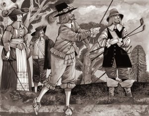 Golf, het koninklijke spel (gouache op papier) door Richard Hook