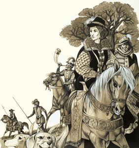 De jonge Elizabeth I op jacht door Richard Hook