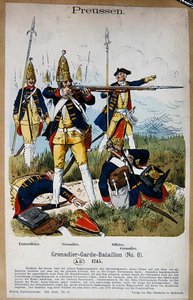 Pruisische grenadiers en officieren in 1745, c.1890 door Richard Knoetel