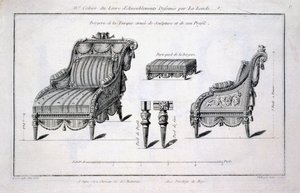 Bergère fauteuil in Turkse stijl, uit Oeuvres diverses de Lalonde, decorateur et dessinateur, gepubliceerd 1780-96 door Richard Lalonde
