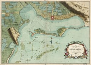 Een correcte schets van de havens van Port Royal en Kingston, met de nabijgelegen sleutels en ondiepten enz. van een recente nauwkeurige enquête, door de heer Richd Jones, ingenieur. door Richard; Mynde Jones