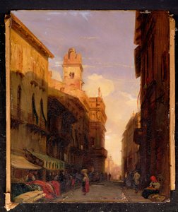 Een uitzicht op het paleis van prins Maffei, Verona door Richard Parkes Bonington