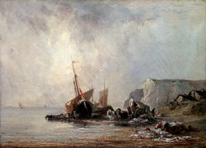 Boten aan de Normandische Kust, 1823 door Richard Parkes Bonington