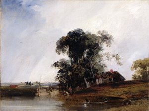 Landschap met een Vijver door Richard Parkes Bonington