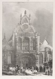 Schilderachtige en Romantische Reizen in Oud Frankrijk, Franche-Comté: Voorkant van de Kerk in Brou door Richard Parkes Bonington