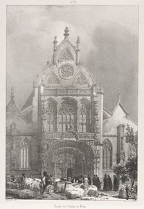Pittoreske en romantische reizen in Oud-Frankrijk, Franche-Comté: Voorkant van de kerk in Brou, 1825 door Richard Parkes Bonington