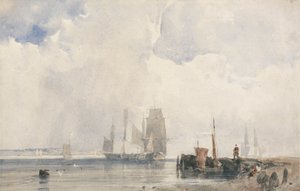 Schepen in een estuarium, waarschijnlijk nabij Quilleboeuf